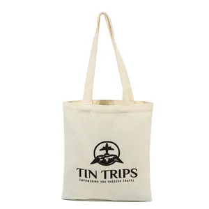 Wholesale Custom Print Logo Blank Eco Friendly Reusable Cotton Shopping Bag Canvas Tote Bags With Pockets And Zipper