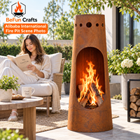 BeFun Crafts – Grande cheminée extérieure de 50 pouces en acier Corten pour brûler du bois, foyer de patio avec grille à bois – Fournisseur OEM ODM