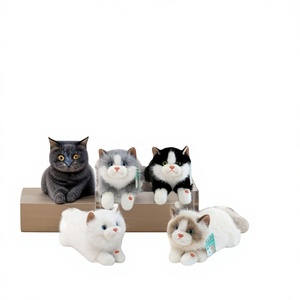 Peluche Gatto Ragdoll Carino, Gattino Simulato che Miauva, Stile Sdraiato, Bambola Gattino, Compagno di Sonno, Cuscino da Abbraccio, Regalo, Cotone PP - Product Image 1