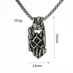 Collar con Colgante de Acero Inoxidable para Hombre, Estilo Nórdico Vintage, Diseño Geométrico con Runas Vikingas, Asimétrico, Joyería de Regalo - Product Image 5