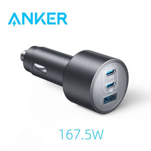 Cargador de Coche USB-C Original Anker, 167.5W Máx., 3 Puertos Tipo-C y USB-A, Carga Rápida, para <span class=keywords><strong>MacBook</strong></span> Pro/Air, <span class=keywords><strong>iPhone</strong></span>, Samsung - Product Image 1