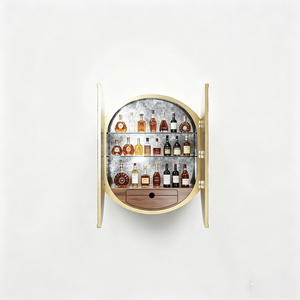 Minimalist Luxury Wine Cabinet with Wall Mounted <b>Round</b> Design and Multi-tier Glass <b>Shelving</b> for Sophisticated Home Q Are You - Product Image 4