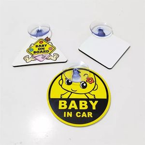 RubySub-señales de advertencia de MDF redondas para coche, accesorio de sublimación en blanco, con ventosa - Product Image 5