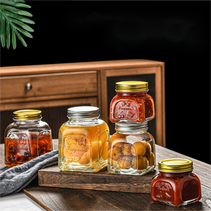 Luxury 250ML 500ML 750ML Clear Glass Honey Fruit Jam Birds' Nest Paste Chili Sauce Spice Storage Jar With Screw Lids