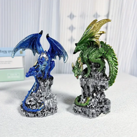 Ornements de sculpture de dragon de festival mythique créatif personnalisé Statue de dragon en résine avec château et crâne pour les cadeaux de décoration intérieure