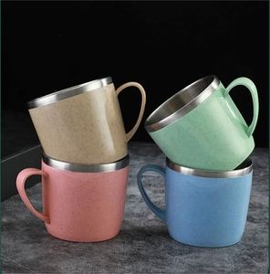 Double Layer Anti-scalding Stainless Steel Cups Plastic Handle <b>Coffee</b> Milk Mug Tea Drinks Water Cup for Home Office Tumbler - Product Image 4