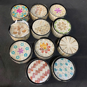 Customize Handcrafted Rattan Mosaic Modern Eco-Friendly Drink Coasters <b>Set</b> of <b>6</b> <b>for</b> Coffee <b>Dinnerware</b> - Product Image 4