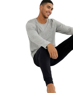 Custom Logo Cheap Price Plain T-Shirt With Pocket <b>Round</b> Collar Slim Fit Long Sleeve T-Shirt For Men - Product Image 1