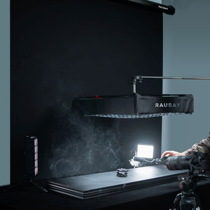 RAUBAY Motorized Pull Down Black Polyester Screen Backdrop-59.8" X 86.6" Collapsible Ceiling/Wall Mount Background - Product Image 5