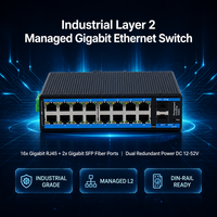 Switch Ethernet Terkelola Industri 16 Port Gigabit 2 SFP Layer 2 VLAN QoS SNMP DIN Rail Dual Power DC 12-52V