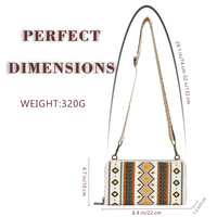 Tas genggam wanita, dompet Barat tali bahu dapat dilepas & disesuaikan Boho Aztec pemegang kartu kredit