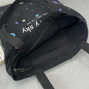 Sac fourre-tout en toile personnalisé écologique motif ciel étoilé, sac à bandoulière réutilisable imprimé planètes avec logo personnalisé - Product Image 3