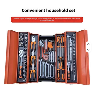 Three-Layer Foldable Chrome Vanadium Steel <b>Tool</b> <b>Box</b> Combination Set 85-Piece Hand Machine Repair Sleeve OEM 3-Year Warranty PL-8 - Product Image 2