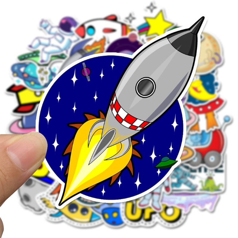 50 Space Galaxy stickers met aliëns, ruimtevaart, astronauten, raketten