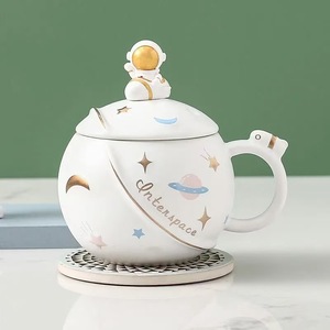 Cangkir Keramik Kreatif Grosir untuk Perjalanan, Hadiah Mug Susu Astronot Planet Kartun untuk Anak-Anak - Product Image 3