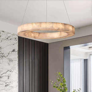 Lámpara Colgante Redonda Moderna de Madera LED de Lujo para Comedor, Sala de Estar, Restaurante, Luz Blanca Cálida 3500K, Regulable para Sala de Estar - Product Image 2
