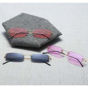 Gafas de Sol Retro al por Mayor para Hombre y Mujer, Montura Metálica, Color Rojo, Morado y Amarillo, Protección UV400, Sin Montura, Mini Rectangulares - Product Image 6