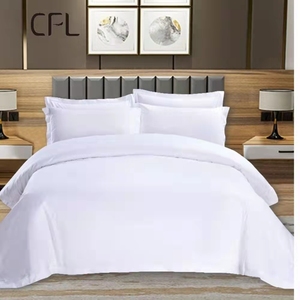 Venta al por mayor de sábanas de lujo 200TC Funda nórdica de algodón puro <span class=keywords><strong>Color</strong></span> sólido Ropa de cama de hotel Hotel Juego de 4 piezas - Product Image 3