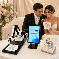 Robot artiste de studio photo, bras robotique IA dessinant des portraits au trait, machine de dessin de croquis à partir de photos pour les entreprises de portraits