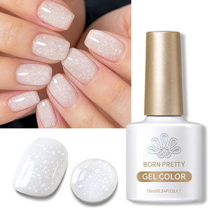 BORN RRETTY Vernis à ongles gel 10 ml, paillettes blanches laiteuses scintillantes, flocons <span class=keywords><strong>de</strong></span> <span class=keywords><strong>neige</strong></span>, rose abricot, paillettes, séquins, gel UV LED, vernis à ongles en gel - Product Image 2