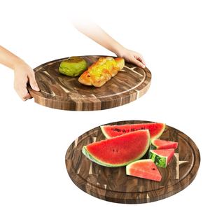 Akazien holz runde ovale Form Hack klotz Ende Korn Schneide brett - Product Image 4