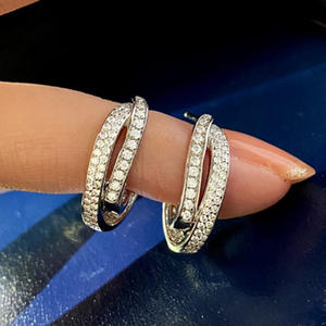 Orecchini a Cerchio in Oro Bianco con Cristalli Taglio Brillante Rotondo, Gioielli alla Moda per Donna - Product Image 4