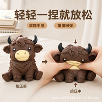 Jumbo Highland Cow Squishy en gros, jouet géant en forme de vache des Highlands, jouet souple à remontée lente, jouet anti-stress pour exercices manuels
