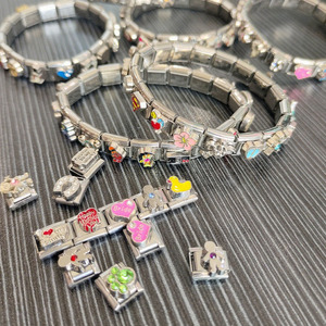 Pulsera con Abalorio <span class=keywords><strong>Italiano</strong></span> del Alfabeto Personalizada, Pulsera de Eslabones de Resina Estampada en Acero Inoxidable, Joyería Modular para Manualidades, con Estampado de - Product Image 3