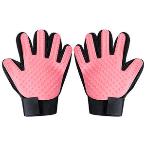 ถุงมือซิลิโคนสำหรับกรูมมิ่งสัตว์เลี้ยง พร้อมแปรงและหวี ทำจากโพลีเอสเตอร์ยางพลาสติกเนื้อนุ่ม สำหรับสุนัขและแมว ใช้สำหรับกำจัดขน อาบน้ำ และนวด - Product Image 1