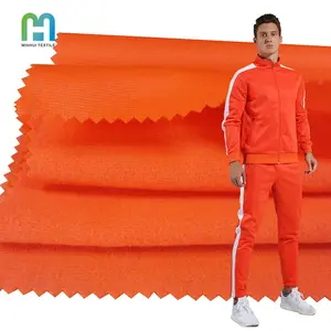 Classic fluorescent orange poly fleece brushed tricot fabric 100 polyester velour fabric sport wear men custom track jacket
