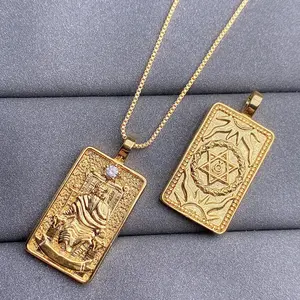 Spirited Jewell ery Lieferanten Holy Jesus Religiöse Vergoldung Anhänger Rechteck Antike griechische Halskette für Unisex