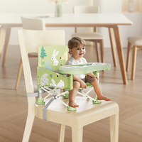 Chaise de table pliable moderne Prodigy CF002 pour bébé, portable, sûre, en plastique de qualité alimentaire, vert/rose, avec tapis de repas tendance pour l'extérieur