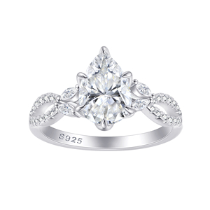 Custom Supplier S925 <b>Silver</b> Fine Jewelry Stackable <b>Rings</b> Set Pear Cut Diamond Prong Setting Cubic Zirconia Engagement <b>Ring</b> Party - Product Image 2
