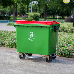 Wheeled Trash Can 1100L Rectangular Outdoor Mobile Waste <b>Bin</b> Blue Color - Product Image 5