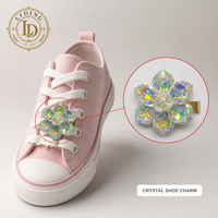 Breloque de chaussure en cristal, fleur en strass pour lacets, fermoir en alliage de zinc, OEM ODM, certifié GRS recyclé
