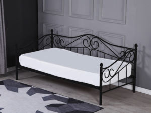 Cadre de lit de jour noir <span class=keywords><strong>Victoria</strong></span> métal canapé-lit plate-forme matelas fondation avec support à lattes en acier pour adulte - Product Image 4