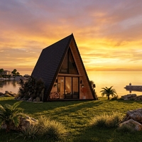 Maisons de villégiature uniques conformes aux normes australiennes, kit de maison préfabriquée en forme de A à 2 chambres en Italie