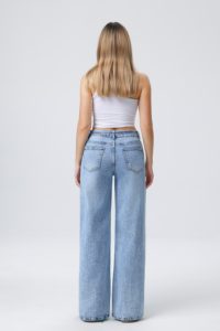 Nuovo modello di jeans a gamba larga da donna con decorazioni in strass, vita alta, versatili e tempestati di strass. - Product Image 2