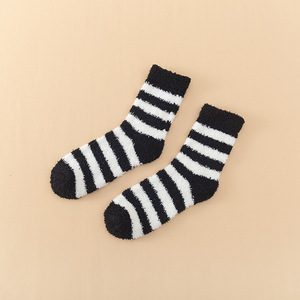 Calzini a tubo centrale rinforzati corallino da uomo invernali Casual a righe in pile che assorbono il sudore calzini termici in poliestere - Product Image 5