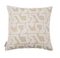 Coussin jacquard style Wabi Sabi en coton et lin naturel, couleur à faible contraste, motif délicat, pour la décoration de chambre à coucher.