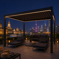 Pergola rétractable en aluminium thermolaqué, écologique et durable, avec toit à lames orientables, idéale pour restaurant et café, résistante au vent, avec éclairage LED