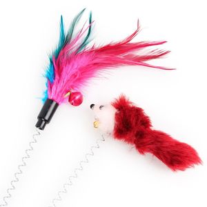 Baguette de chatonnière à plumes de printemps, Jouet d'auto-entretenissement pour chat, Jouet de chatonnière à ventouse en forme de souris Roly-Pot, Jouet pour chat résistant aux morsures - Product Image 2