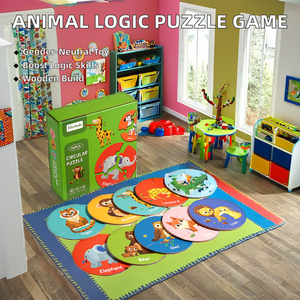 Jeu de puzzle de bureau en bois pour enfants de 2 à 4 ans, jouet d'entraînement logique interactif en forme de table, vente en gros - Product Image 4