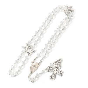 Chapelet personnalisé en cristal clair AB 6*8mm perles cinq décennies oiseau colombe blanche chapelets catholiques du Saint-Esprit Crucifix - Product Image 6