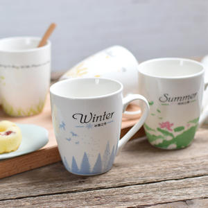 ชุดแก้วเซรามิกสไตล์เรียบง่าย 4 ใบ พร้อมหูจับลายดอกไม้ สำหรับชา กาแฟ ของขวัญสำหรับสำนักงาน - Product Image 5