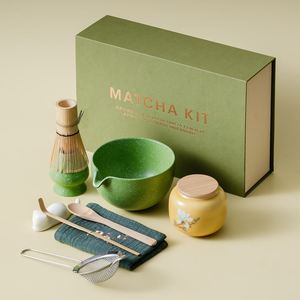 Juego de Tazas de Matcha de Cerámica con Batidor de Bambú, Utensilios para la Ceremonia del Té de Gres Verde, Diseño Wabi Sabi, Resistente al Calor - Product Image 5