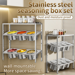 Stainless Steel Multi Layer <b>Spice</b> <b>Rack</b> With 6 Bowls For Seasonings Condiments Storage Stackable Kitchen <b>Organizer</b> L Size - Product Image 3