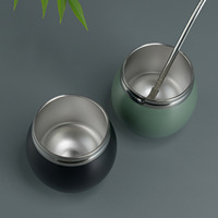 Gobelet rond en acier inoxydable isolé sous vide BORGE 280ml argentin Yerba Mate Cup en forme d'oeuf
