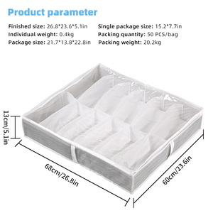 Naduo Under 침대 신발 수납 정리함 남성용 및 여성용 신발에 적합 홈 투명 접이식 신발 보관 강화 핸들 - Product Image 2