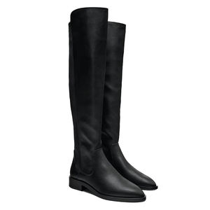 Bottes longues à talon bloc de 4cm pour femmes, bottes extensibles épissées pour femmes - Product Image 2